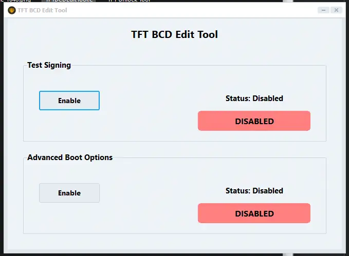 TFT Unlock Tool Windows USB Driver Signature Disable Enabler 2025-1