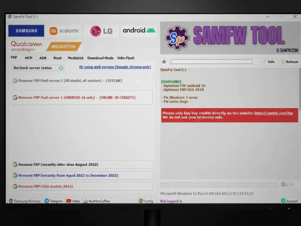 Download Samfw Frp Tool V5.1 One Click Frp Remove Android 16 Contnet